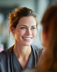 Obraz premium Warm Medical Consultation: Friendly Nurse Engaging with Patient