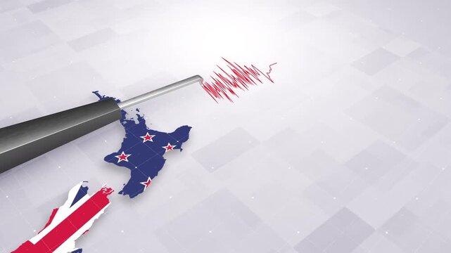 New Zealand Earthquake Concept With Seismograph And Map
