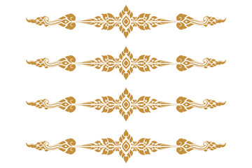 Set of Golden Thai Borders and Dividers, Traditional Luxury Line Ornaments for Elegant Page Decoration, Invitation Design, Certificate Templates, and Premium Branding Projects
