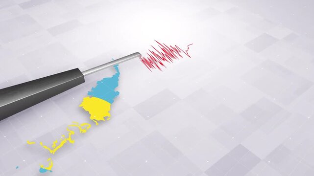 Palau Earthquake Concept With Seismograph And Map