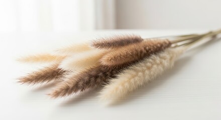 dried bunny tail grass on white background.
