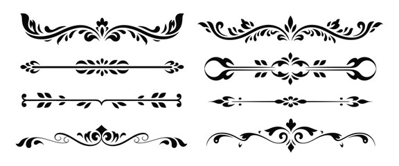 Fototapeta premium Set of Thai Decorative Borders and Dividers Featuring Traditional Kanok Art Line Ornaments, Elegant Cultural Vector Collection for Page Layout, Invitations, and Luxury Design