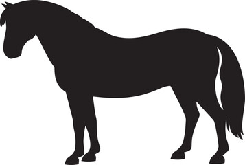 Obraz premium Elegant Horse Silhouettes – Black Horse Outline Vector for Art and Design