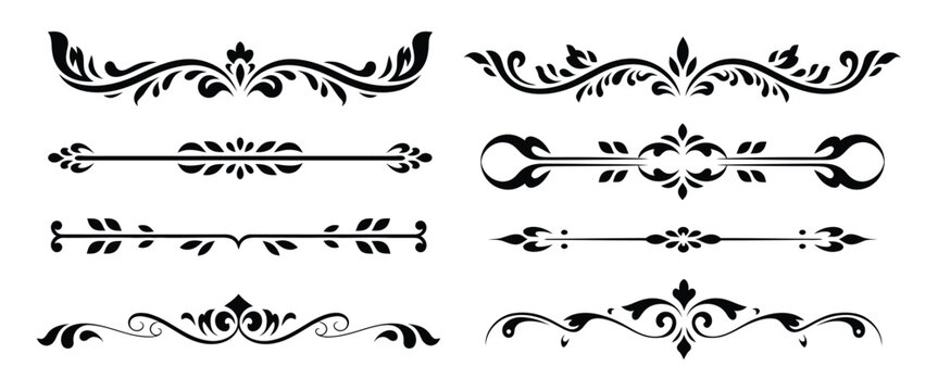 Set of Thai Decorative Borders and Dividers Featuring Traditional Kanok Art Line Ornaments, Elegant Cultural Vector Collection for Page Layout, Invitations, and Luxury Design