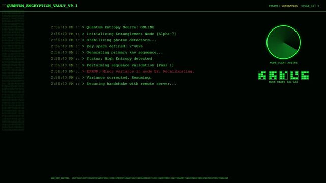 Futuristic AI Digital Interface with Cybersecurity Data HUD and Retro Green Coding Terminal.