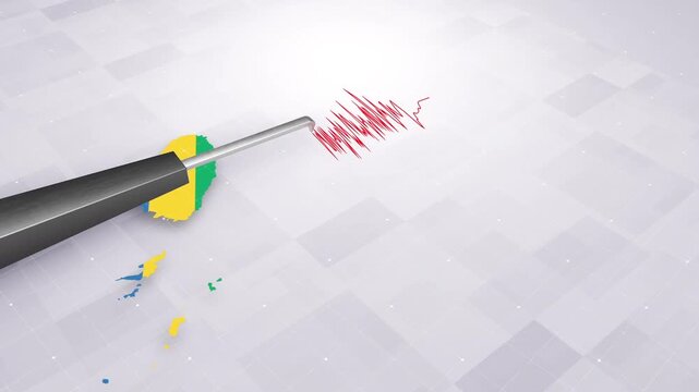Saint Vincent And The Grenadines Earthquake Concept With Seismograph And Map