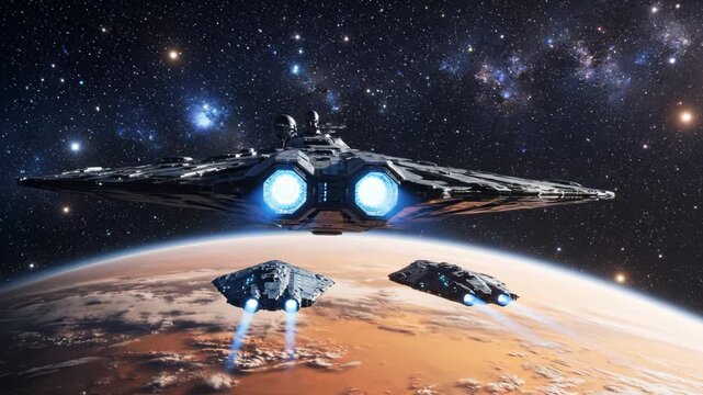 Spaceships in orbit around planet