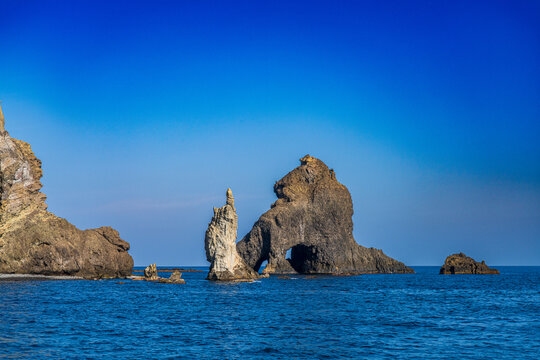 Dokdo Island Landscape with Majestic Rock Formations in the East Sea of Korea