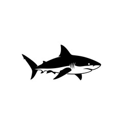 Fototapeta premium Black silhouette of a shark swimming.