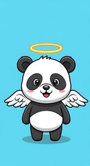 Naklejka premium Cute cartoon panda angel illustration.