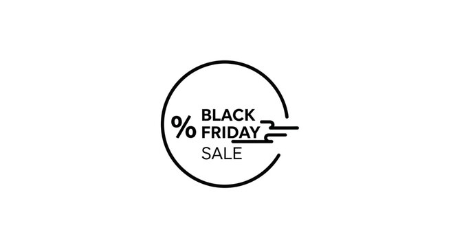 Black Friday Sale Discount Percentage Icon with Speed Lines