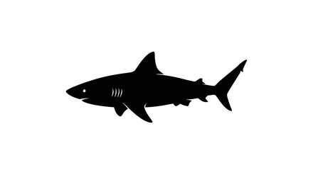 Fototapeta premium Black silhouette of a shark swimming.