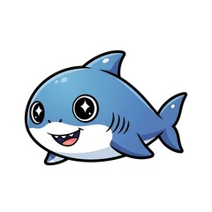 Obraz premium Smiling Cartoon Shark Character Illustration.