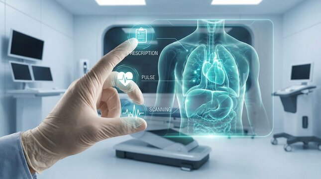 Smart Hospital AI Imaging System with Interactive Holographic Human Anatomy Interface