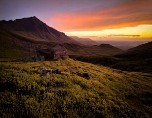 Majestic Mountain Valley at Sunset