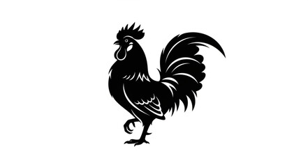 Black Silhouette of Rooster Standing. © ARFI