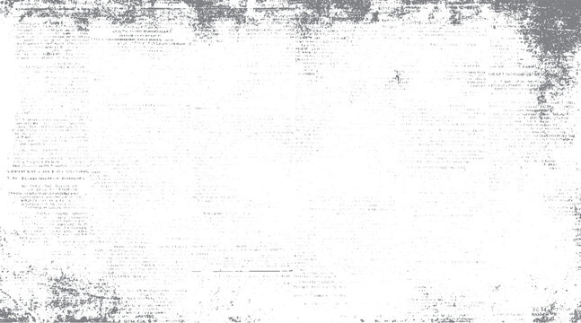 Faded grey text and speckles on white background. distressed paper texture grunge