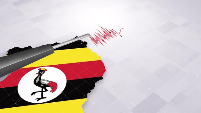 Uganda Earthquake Concept With Seismograph And Map