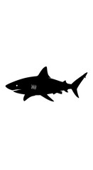 Fototapeta premium Black silhouette of a shark swimming.