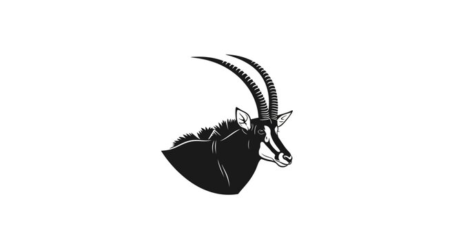 Sable Antelope Head Silhouette, Majestic Wild Animal Portrait, African Wildlife Icon