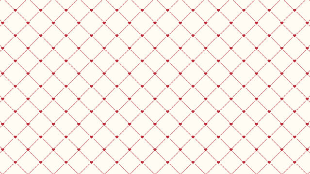赤い波線アーガイルと小さいハートのパターン16:9背景素材