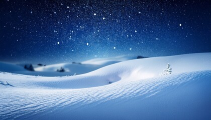Fototapeta premium Magical Snowy Winter Background Night Scene With Snowfall And Snow Dunes Empty Space For The Copy