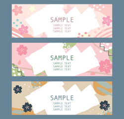 春の桜のバナーイラストセット 横長