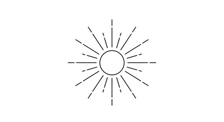 Obraz premium Minimalist Sunburst Icon, Geometric Starburst Rays, Simple Circle Center, Clean Line Art