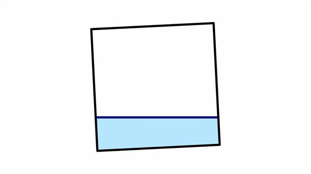 Animated Geometric Diamond Shape Fills Partially With Light Blue Fluid Against White Background