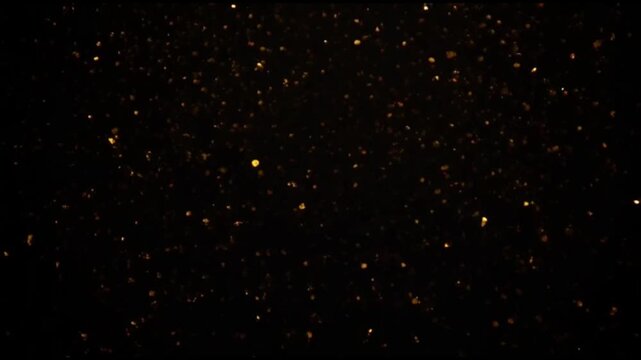 Falling snowflakes drift through a dark starry night sky across an abstract blue galaxy where glowing cosmic dust and science particles shimmer in the outer space universe starfield motion