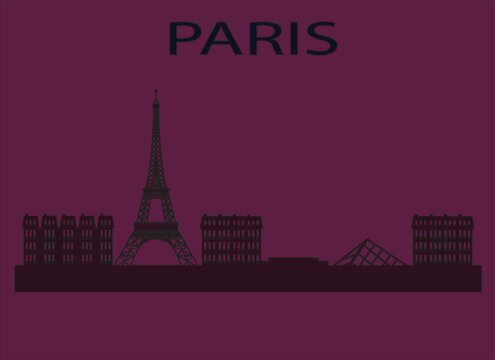 Paris skyline silhouette Eiffel Tower and Louvre py