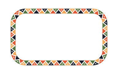 Obraz premium Mexican pattern rectangle frame. African ethnic motif border. Aztec triangular ornament round frame. Mexican text frame. African ethnic ornament. Vector illustration isolated on white background.