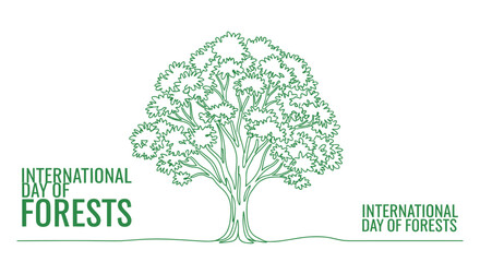 Obraz premium International Day of Forests tree illustration with text