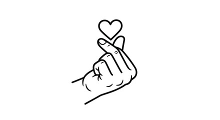 Obraz premium Korean Finger Heart Gesture with Love Symbol, Hand Sign for Affection and Romance