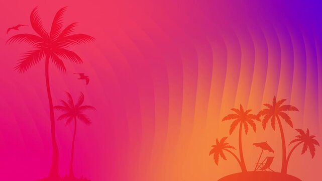 Tropical Getaway And Vacation Concept Animated Palm Trees On Island With Gradient Background Summer Holiday