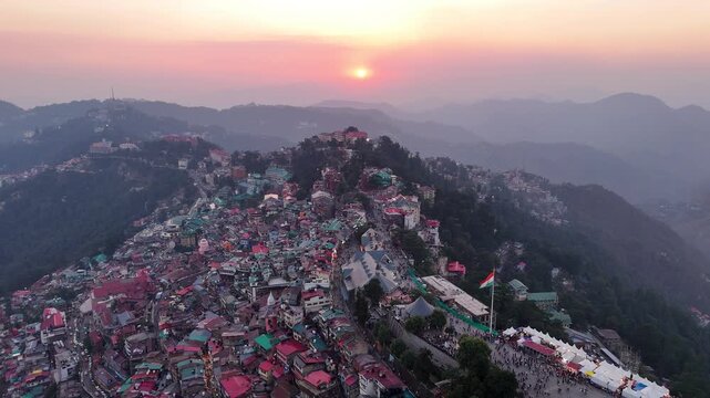 Aerial Drone Shot of Shimla City in 4K | Himalayan Hill Station Landscape