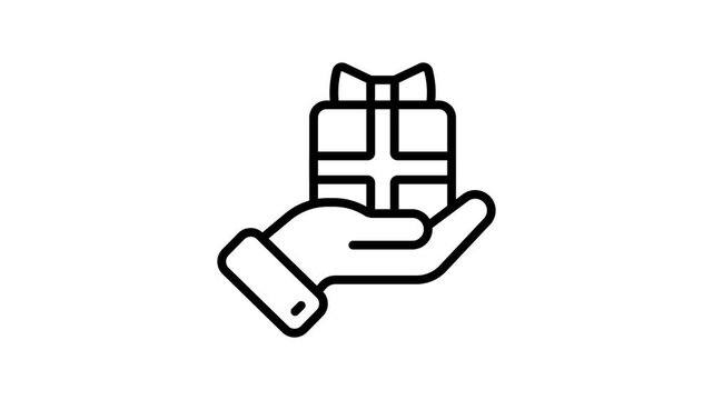 A well crafted line animated icon of surprise gift box