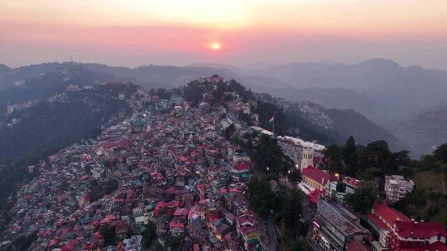 Aerial Drone Shot of Shimla City in 4K | Himalayan Hill Station Landscape