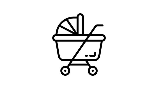 A line style animated icon of baby pram, easy to edit design