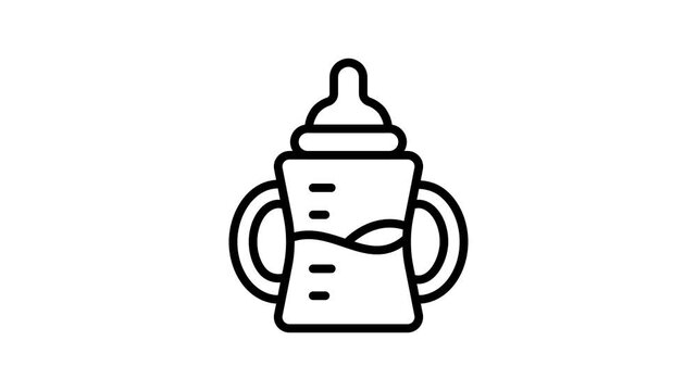 A modern outline style animated icon of baby feeder bottle