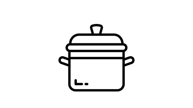 Easy to edit outline style animated icon of cooking pot