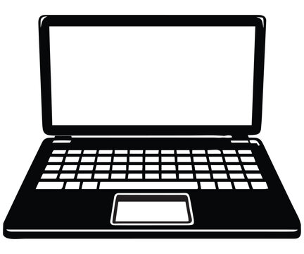 Laptop Silhouette Vector &ndash; Black Computer Icon Clipart for Technology, Business, and Design Projects