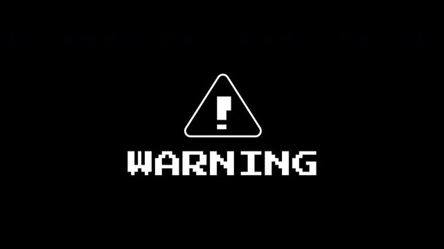 Hacking glitch pixelated warning sign is ideal for digital content related to alerts, precautions, danger, and risks in a creative design project.