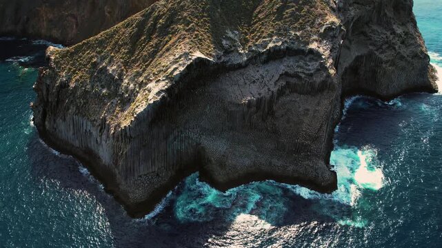 Aerial Footage Los Organos Basalt Columns In La Gomera Canary Islands