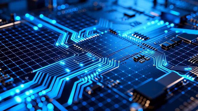 Closeup of illuminated circuit board