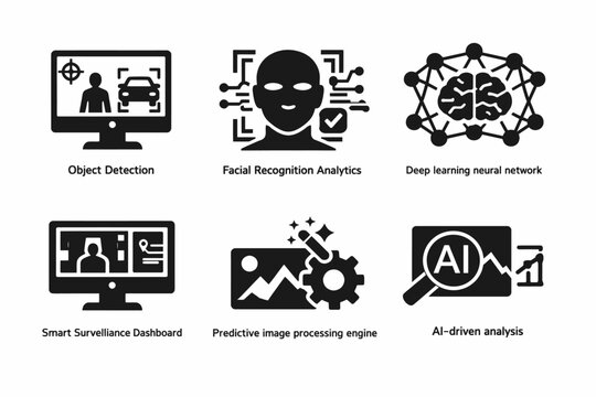 Artificial Intelligence Applications Icons Set and Concepts