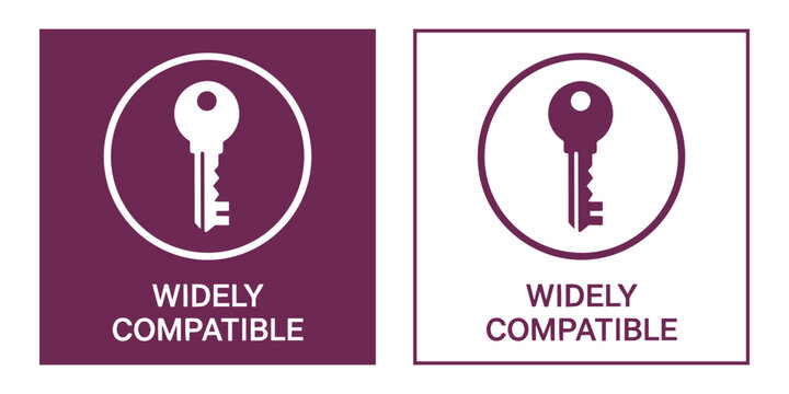 Widely compatible key icons in purple and white