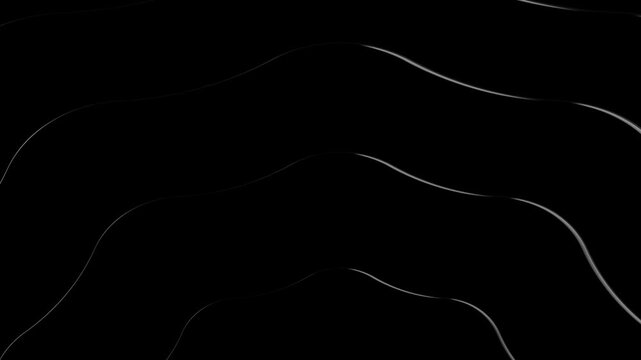 Abstract layered organic wave shapes with smooth glossy edges emerging from black background emphasizing depth flow and refined minimalist design