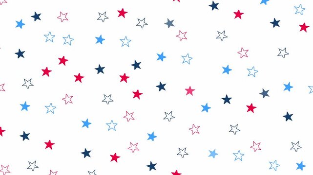 Seamless Red White Blue Star Pattern Patriotic Background animation for Veterans Day, Memorial Day, and Independence Day. America celebration concept.