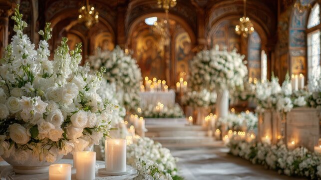 Orthodox church floral decor prepared with humility and canonical order.